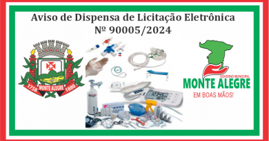 AVISO DE DISPENSA DE LICITAÇÃO ELETRÔNICA Nº 90005/2024